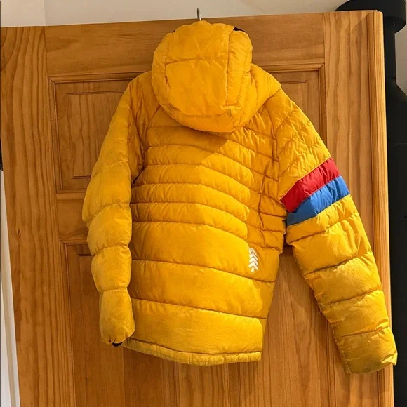 Kids Yellow Puffer Jacket with Red and Blue Accents - Picture 3 of 3